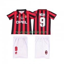 Camisolas AC Milan WEAH 9 1996 1997 Retro Criança Casa Manga Curta
