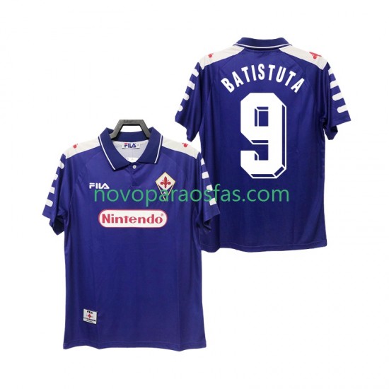 Camisolas ACF Fiorentina BASTUTA 9 Retro Homem Casa 1998 1999 Manga Curta