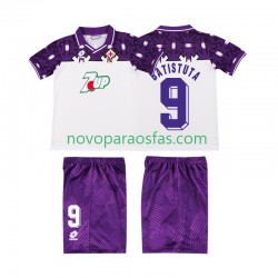 Camisolas ACF Fiorentina BATISTUTA 9 1992 1993 Retro Criança Visitante Manga Curta