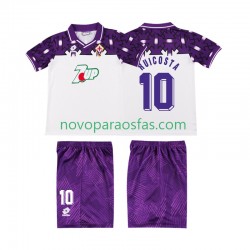 Camisolas ACF Fiorentina RUI COSTA 10 1992 1993 Retro Criança Visitante Manga Curta