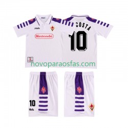 Camisolas ACF Fiorentina RUI COSTA 10 Retro Criança Visitante 1998 1999 Manga Curta