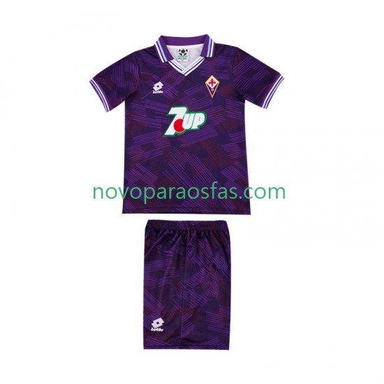 Camisolas ACF Fiorentina 1992 1993 Retro Criança Casa Manga Curta