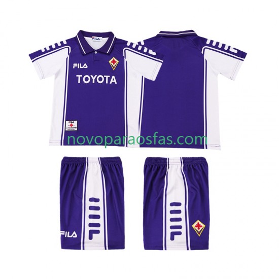 Camisolas ACF Fiorentina 2000 Retro Criança Casa 1999 Manga Curta
