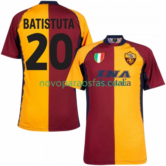 Camisolas AS Roma Batistuta 20 2000 2001 Retro Homem Casa Manga Curta