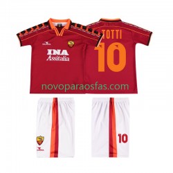 Camisolas AS Roma TOTTI 10 Retro Criança Casa 1998 1999 Manga Curta