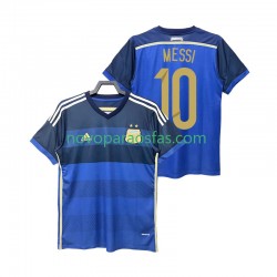 Camisolas Argentina Lionel Messi 10 2014 Retro Homem Visitante Manga Curta