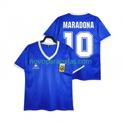 Camisolas Argentina MARADONA 10 1986 Retro Homem Visitante Manga Curta
