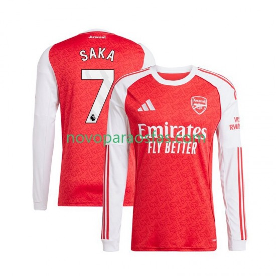 Camisolas Arsenal Bukayo Saka 7 Homem Casa 2025-2026 Manga Comprida