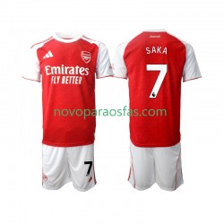 Camisolas Arsenal Bukayo Saka 7 Criança Casa 2025-2026 Manga Curta