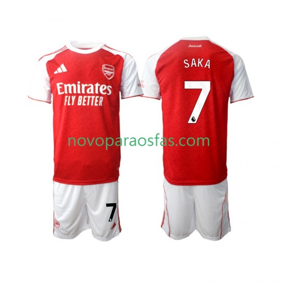 Camisolas Arsenal Bukayo Saka 7 Criança Casa 2025-2026 Manga Curta
