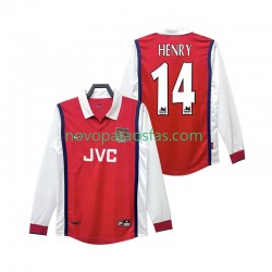 Camisolas Arsenal Henry 14 Retro Homem Casa 1998 1999 Manga Comprida
