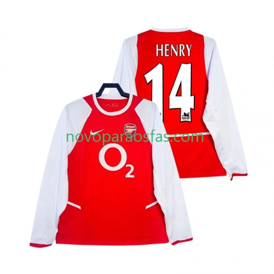 Camisolas Arsenal Henry 14 2003 Retro Homem Casa 2002 Manga Comprida