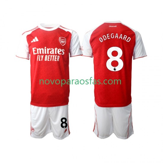 Camisolas Arsenal Martin Odegaard 8 Criança Casa 2025-2026 Manga Curta