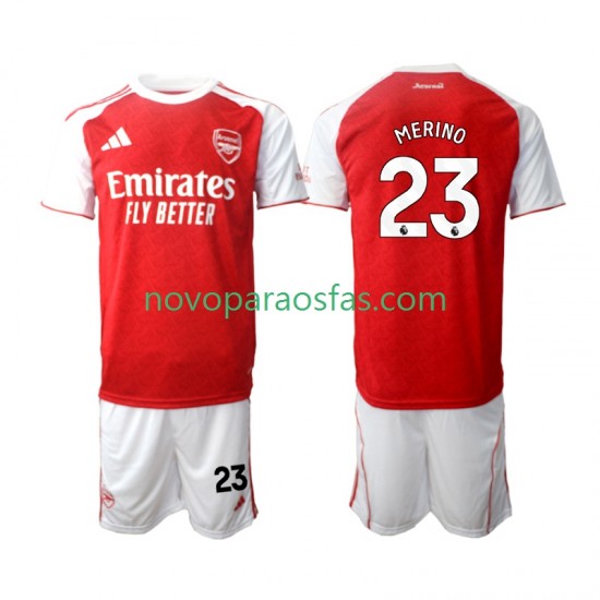 Camisolas Arsenal Merino 23 Criança Casa 2025-2026 Manga Curta