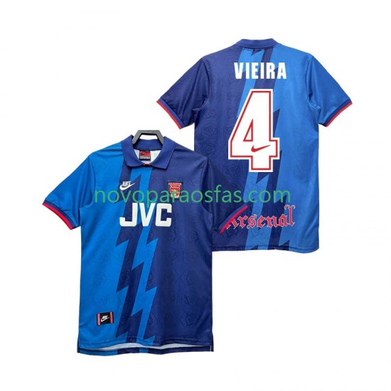 Camisolas Arsenal VIEIRA 4 1995 1996 Retro Homem Visitante Manga Curta