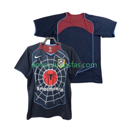 Camisolas Atlético Madrid 2005 Retro Homem Visitante 2004 Manga Curta