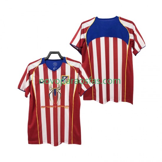 Camisolas Atlético Madrid 2005 Retro Homem Casa 2004 Manga Curta