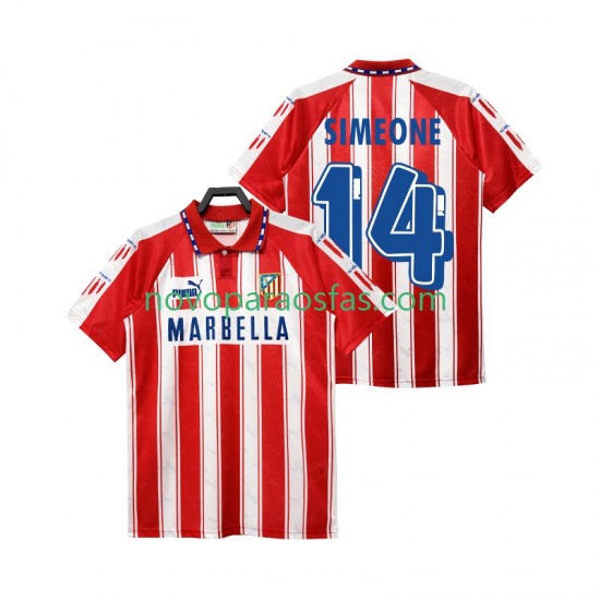 Camisolas Atlético Madrid SIMEONE 14 1995 Retro Homem Casa 1994 Manga Curta