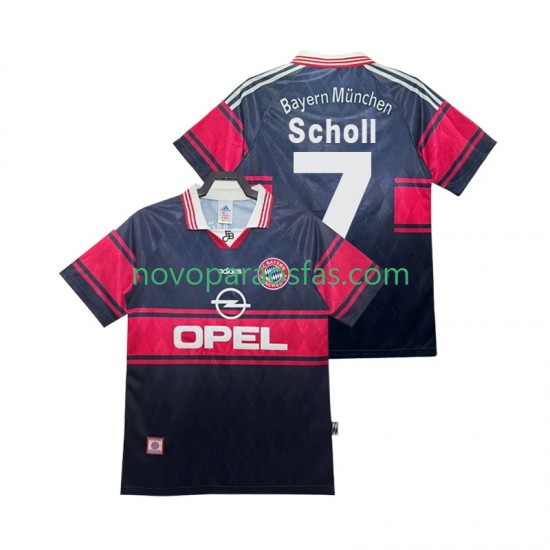 Camisolas Bayern de Munique Scholl 7 1997 Retro Homem Casa 1999 Manga Curta