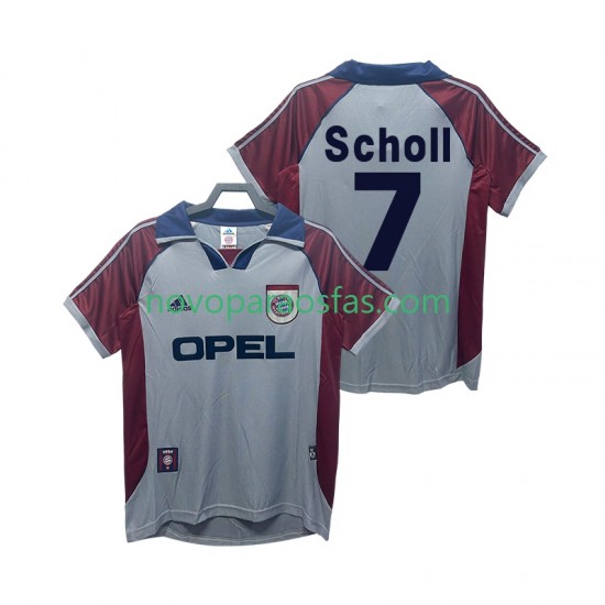 Camisolas Bayern de Munique Scholl 7 Retro Homem Alternativo 1998 1999 Manga Curta