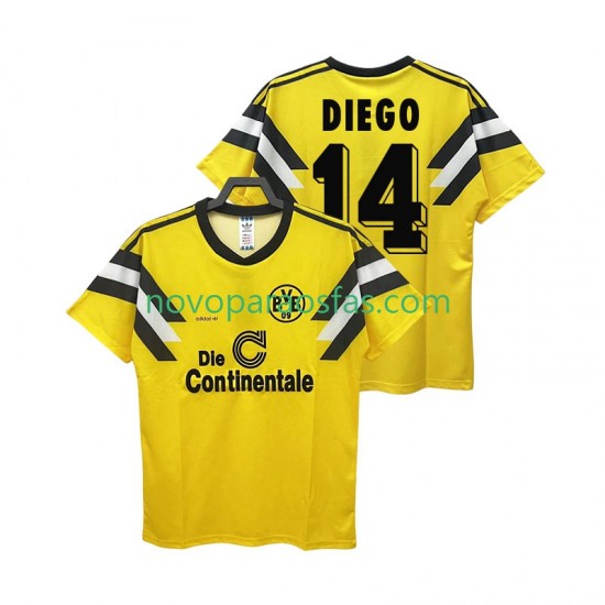 Camisolas Borussia Dortmund DIEGO 14 DFB-POKAL 1989 Retro Homem Casa Manga Curta