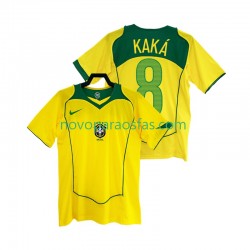 Camisolas Brasil KAKA 8 Retro Homem Casa 2004 Manga Curta