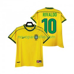 Camisolas Brasil RIVALDO 10 Retro Homem Casa 1998 Manga Curta