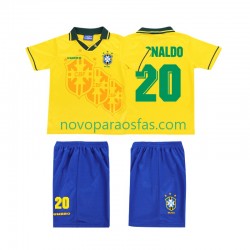 Camisolas Brasil RONALDO 20 Retro Criança Casa 1994 Manga Curta