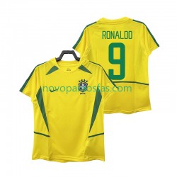 Camisolas Brasil Ronaldo 9 Retro Homem Casa 2002 Manga Curta
