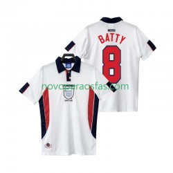 Camisolas Inglaterra BATTY 8 Retro Homem Casa 1998 Manga Curta