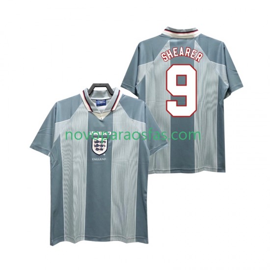 Camisolas Inglaterra SHEARER 9 1996 Retro Homem Visitante Manga Curta
