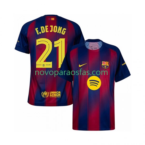 Camisolas FC Barcelona Frenkie de Jong 21 Champions League Homem Casa 2025-2026 Manga Curta