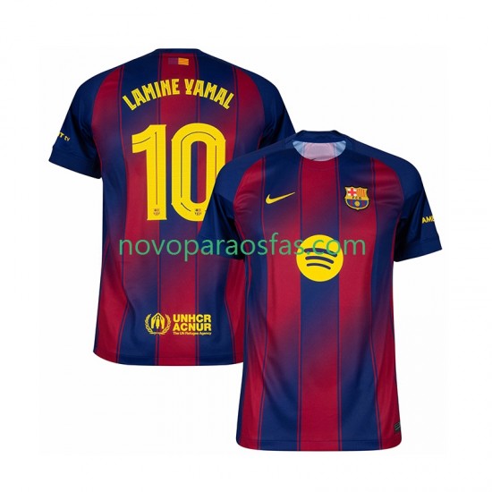 Camisolas FC Barcelona Lamine Yamal 10 Champions League Homem Casa 2025-2026 Manga Curta