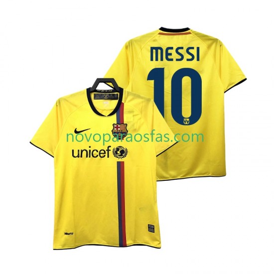 Camisolas FC Barcelona Lionel Messi 10 2009 Retro Homem Visitante 2008 Manga Curta
