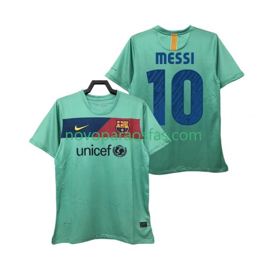 Camisolas FC Barcelona Lionel Messi 10 Retro Homem Visitante 2011 2010 Manga Curta