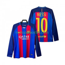 Camisolas FC Barcelona Lionel Messi 10 2016 2017 Retro Homem Casa Manga Comprida