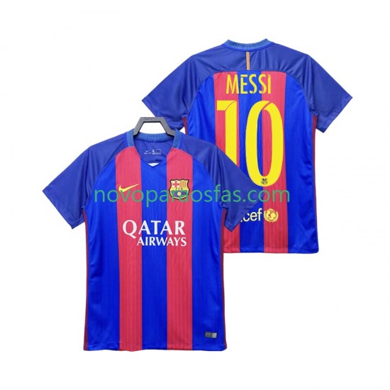 Camisolas FC Barcelona Lionel Messi 10 2016 2017 Retro Homem Casa Manga Curta