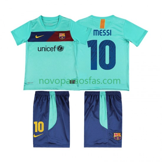 Camisolas FC Barcelona Lionel Messi 10 Retro Criança Visitante 2011 2010 Manga Curta