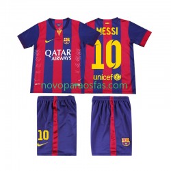 Camisolas FC Barcelona Lionel Messi 10 2014 2015 Retro Criança Casa Manga Curta