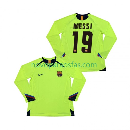 Camisolas FC Barcelona Lionel Messi 19 2005 Retro Homem Visitante 2006 Manga Comprida