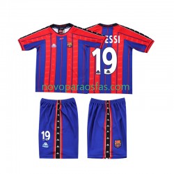 Camisolas FC Barcelona Lionel Messi 19 1997 Retro Criança Casa 1998 Manga Curta