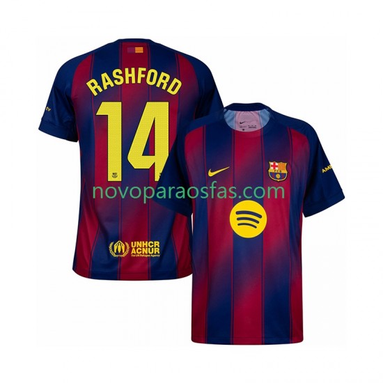 Camisolas FC Barcelona Marcus Rashford 14 Homem Casa 2025-2026 Manga Curta