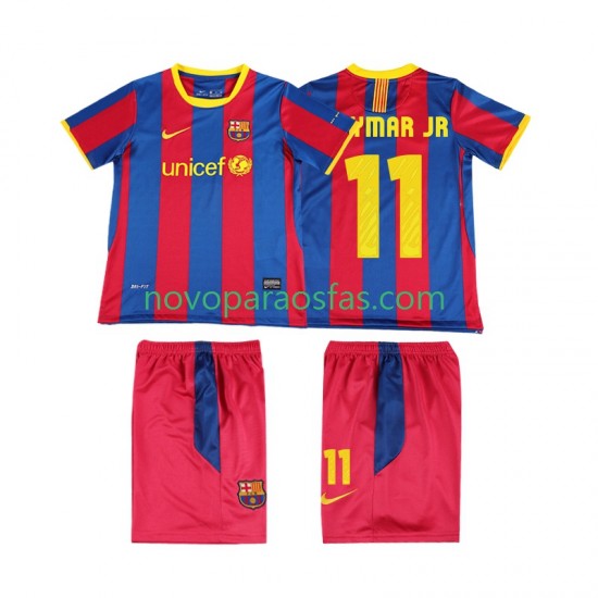 Camisolas FC Barcelona Neymar JR 11 Retro Criança Casa 2011 2010 Manga Curta
