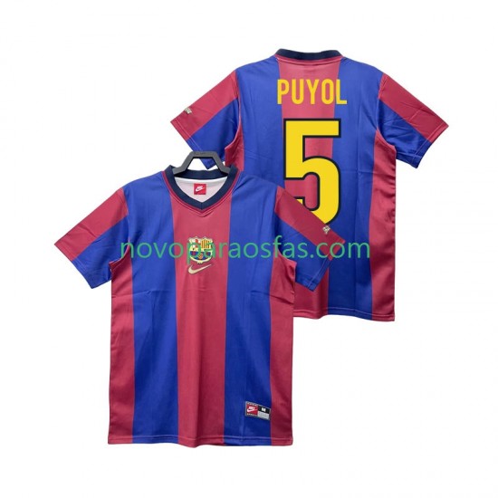 Camisolas FC Barcelona PUYOL 5 Retro Homem Casa 1998 1999 Manga Curta