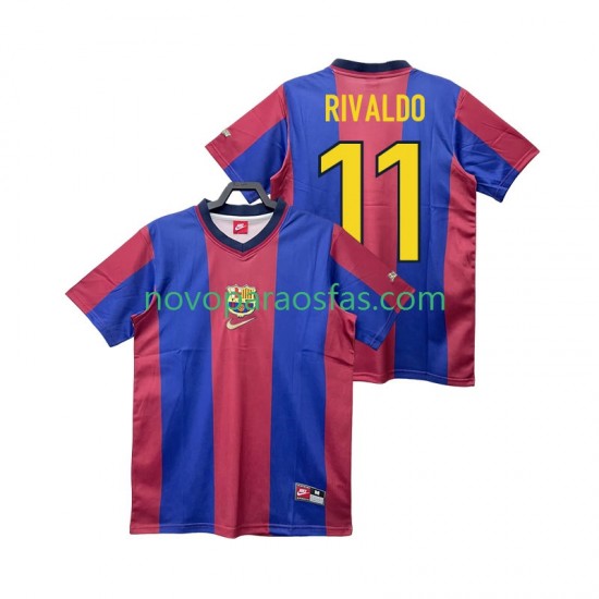 Camisolas FC Barcelona RIVALDO 11 Retro Homem Casa 1998 1999 Manga Curta