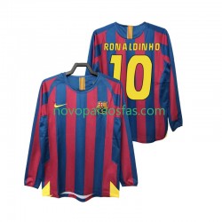 Camisolas FC Barcelona RONALDINHO 10 2005 Retro Homem Casa 2006 Manga Comprida