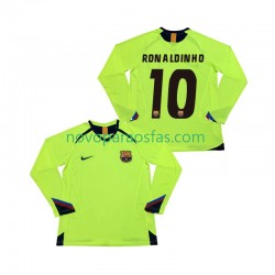 Camisolas FC Barcelona RONALDINHO 10 2005 Retro Homem Visitante 2006 Manga Comprida