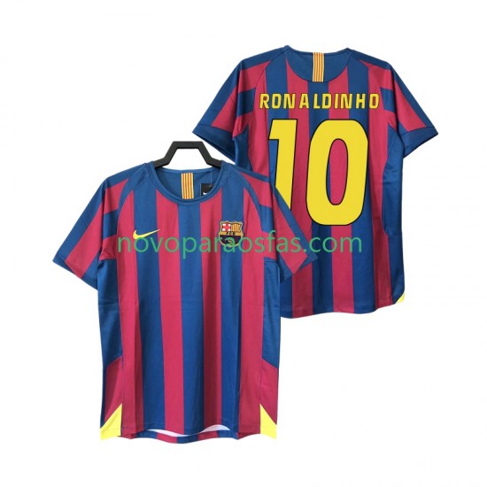 Camisolas FC Barcelona RONALDINHO 10 2005 Retro Homem Casa 2006 Manga Curta
