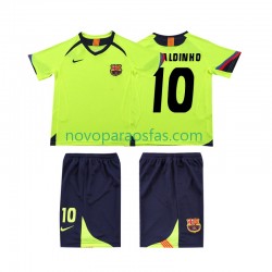 Camisolas FC Barcelona RONALDINHO 10 2005 Retro Criança Visitante 2006 Manga Curta