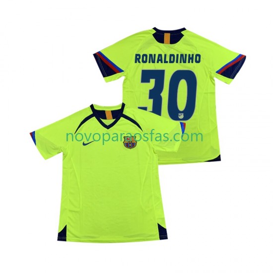 Camisolas FC Barcelona RONALDINHO 30 2005 Retro Homem Visitante 2006 Manga Curta